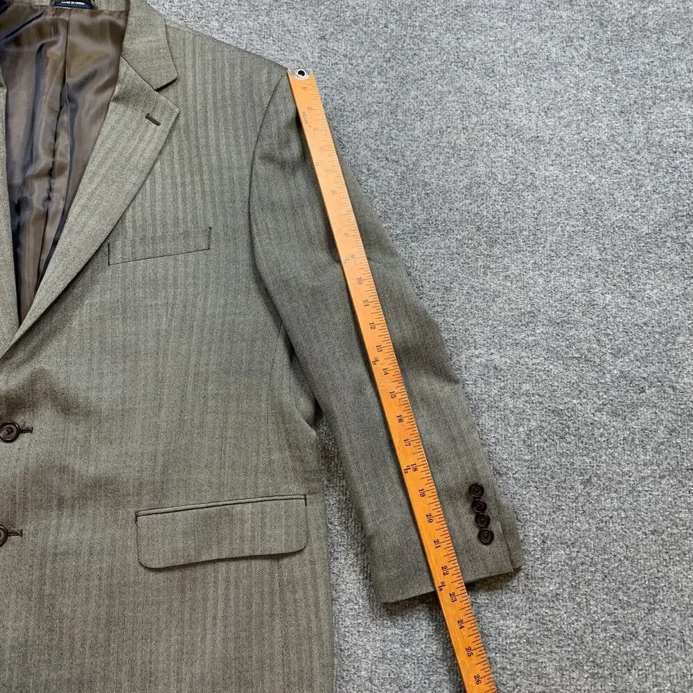 Ralph by Ralph Lauren Blazer Mens‎ 48 Black Cream Herringbone Wool 2 Button